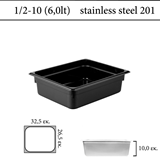 Δοχείο polycarbonate μαύρο GN 1/2 | 10 cm  (-40 ˚C έως + 100 ˚C)