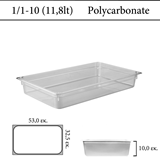 Δοχείο polycarbonate διάφανο GN 1/1 | 10 cm
