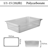 Δοχείο polycarbonate διάφανο GN 1/1 | 15 cm