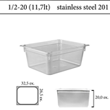 Δοχείο polycarbonate διάφανο GN 1/2 | 20 cm