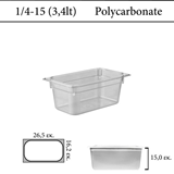 Δοχείο polycarbonate διάφανο GN 1/4 | 15 cm