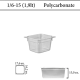 Δοχείο polycarbonate διάφανο GN 1/6 15 cm