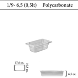 Δοχείο polycarbonate διάφανο GN 1/9 6,5 cm