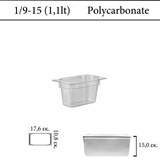 Δοχείο polycarbonate διάφανο GN 1/9 | 15 cm