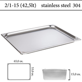  Δοχείο GN 2/1 inox 304 (18/8)  - (0,8) ύψος 15 cm
