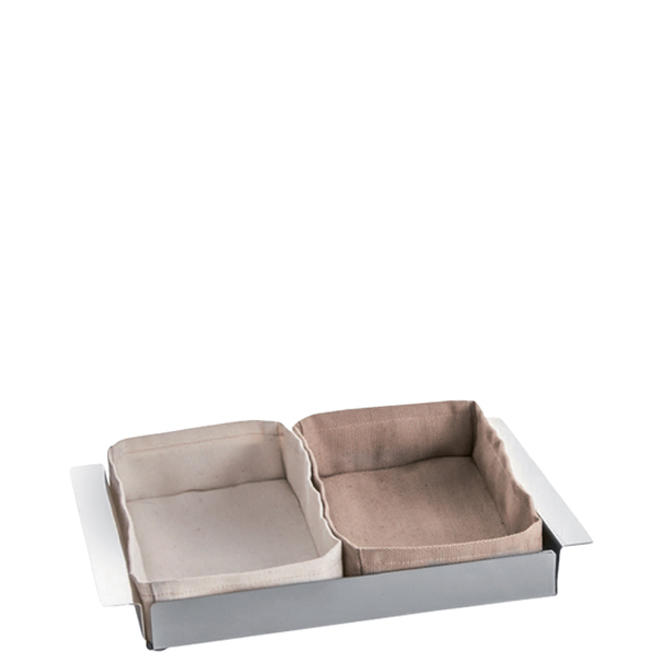 Ψωμιέρα inox με 2 πάνινες θήκες 28*18*3cm